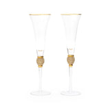 Evoque Elite Gold Ball Gold Rimmed Trumpet Glass Set (200 ml) (Pack of 2)