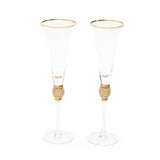 Evoque Elite Gold Ball Gold Rimmed Trumpet Glass Set (200 ml) (Pack of 2)