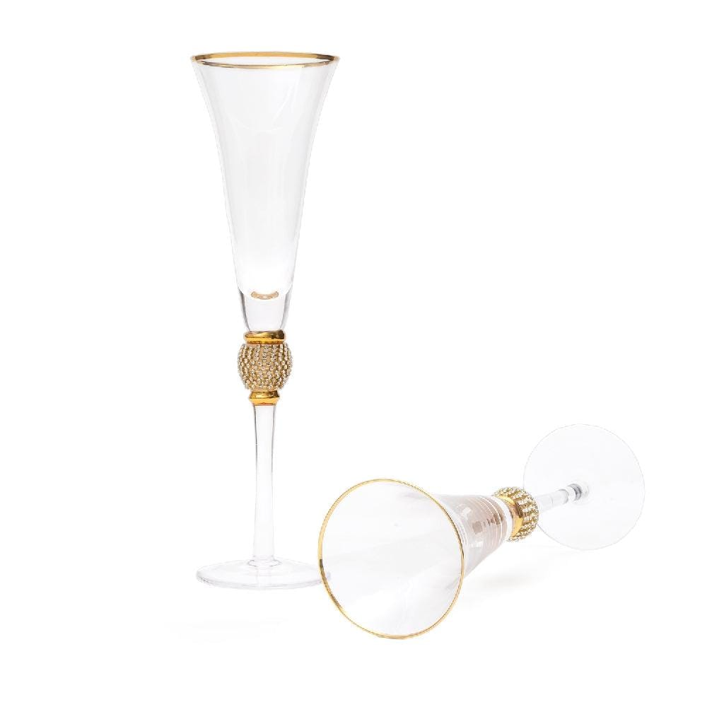Evoque Elite Gold Ball Gold Rimmed Trumpet Glass Set (200 ml) (Pack of 2)