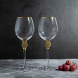 Evoque Elite Gold Ball Gold Rimmed Wine Glass Set (500 ml) (Pack of 2)