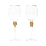 Evoque Elite Gold Ball Gold Rimmed Wine Glass Set (500 ml) (Pack of 2)