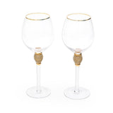 Evoque Elite Gold Ball Gold Rimmed Wine Glass Set (500 ml) (Pack of 2)