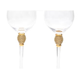 Evoque Elite Gold Ball Gold Rimmed Wine Glass Set (500 ml) (Pack of 2)