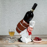 Foodie Chef Figurine Resin Bottle Holder Set (Barrel on Back)