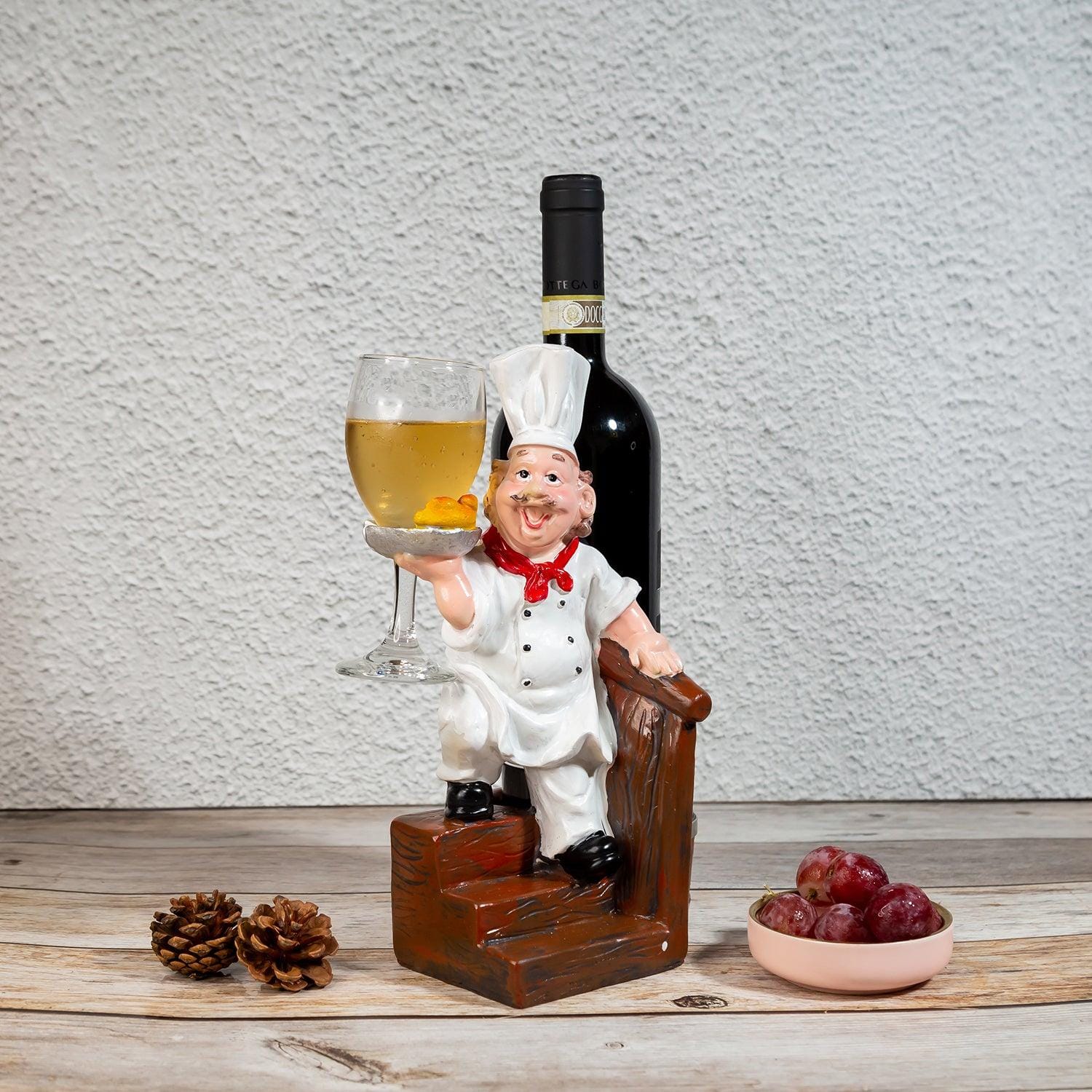 Foodie Chef Figurine Resin Bottle Holder Set (Step Down)