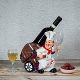 Foodie Chef Figurine Resin Bottle Holder Set (Barrels on Wheel)