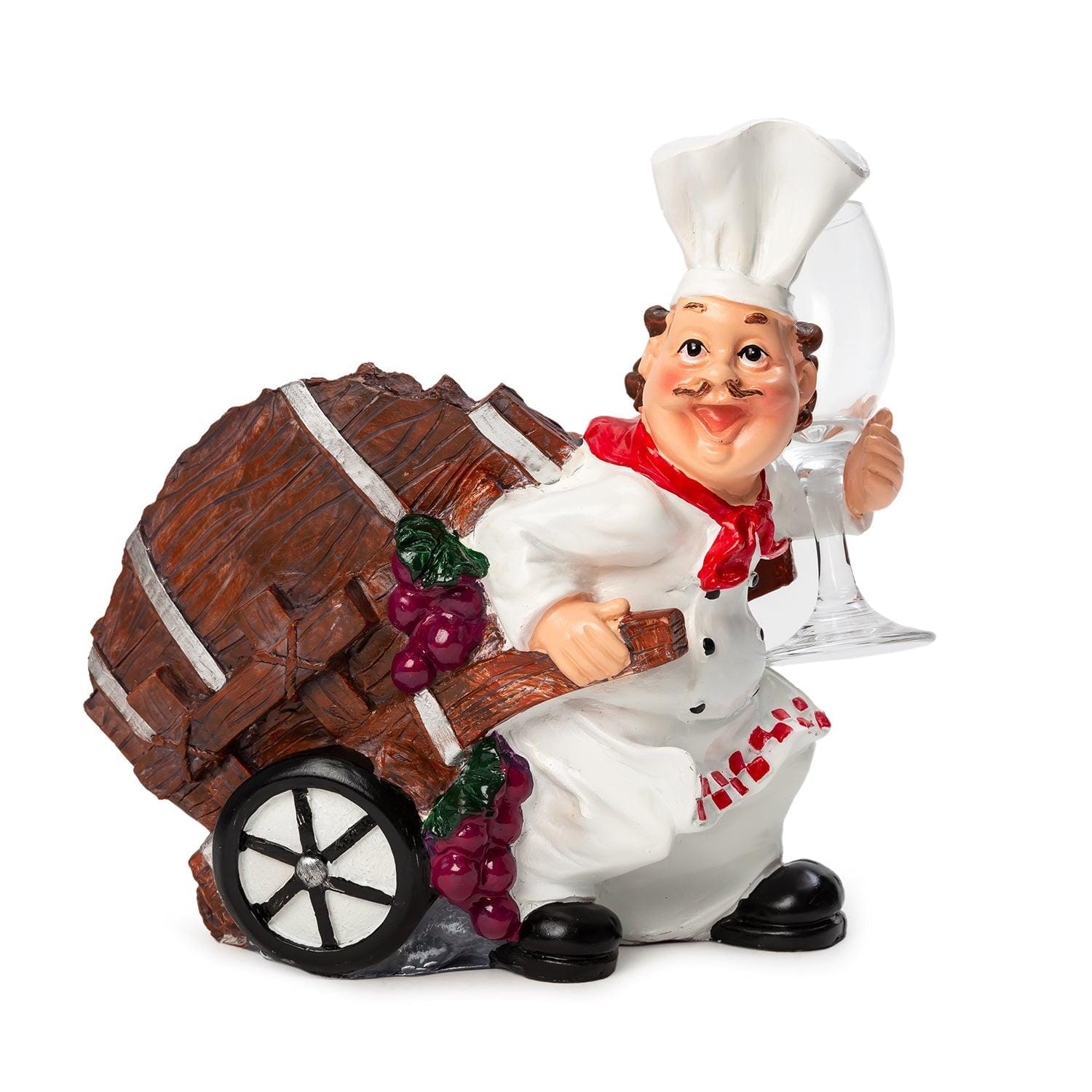 Foodie Chef Figurine Resin Bottle Holder Set (Barrels on Wheel)