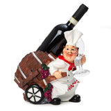 Foodie Chef Figurine Resin Bottle Holder Set (Barrels on Wheel)