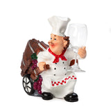 Foodie Chef Figurine Resin Bottle Holder Set (Barrels on Wheel)