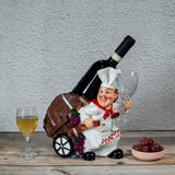 Foodie Chef Figurine Resin Bottle Holder Set (Barrels on Wheel)