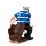 Nautical Sailor Figurine Resin Bottle Holder Set (Rescue Ring - Blue Shirt)