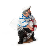 Nautical Sailor Figurine Resin Bottle Holder Set (Rescue Ring - White Shirt)