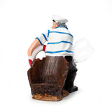 Nautical Sailor Figurine Resin Bottle Holder Set (Rescue Ring - White Shirt)