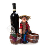 Nautical Sailor Figurine with 2 Baskets Bottles Holders with 1 Wine Glass Set (On Holidays)