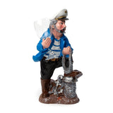 Nautical Sailor Figurine Resin Bottle Holder with 1 Wine Glass Set (Dredger - White Coat)