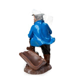 Nautical Sailor Figurine Resin Bottle Holder with 1 Wine Glass Set (Dredger - White Coat)