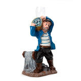 Nautical Sailor Figurine Resin Bottle Holder with 1 Wine Glass Set (Laundry - White Shirt)