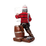 Nautical Winter Sailor Figurine Resin Bottle Holder with 1 Wine Glass Set (Red Shirt)