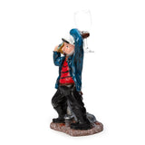 Nautical Sailor Figurine Resin Bottle Holder with 1 Wine Glass Set (Laundry - Red Shirt)