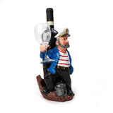 Nautical Sailor Figurine Resin Bottle Holder with 1 Glass Set (Blue Coat)