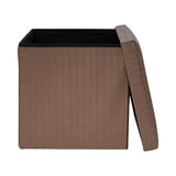 Collapsible Elegant PU Leather & MDF Square Pouf Ottoman (Bronze)