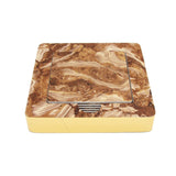 Designer Dark Emprador Brown Marble Tile 6 Coaster Set with Holder (Square)