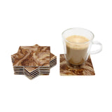 Designer Dark Emprador Brown Marble Tile 12 Coaster Set (Square)