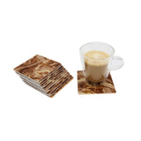 Designer Dark Emprador Brown Marble Tile 12 Coaster Set (Square)