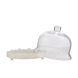 Decorative Medium Cake & Dessert Stand with Glass Dome Set (White)