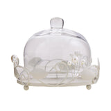 Decorative Medium Cake & Dessert Stand with Glass Dome Set (White Pearls)