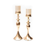Giselle Metal & White Stone Candle Stand (Set of 2) (Glass Candle Shades Not Included)