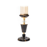 Maestoso Metal & Black Stone Candle Stand with Glass Hurricane Candle Shades