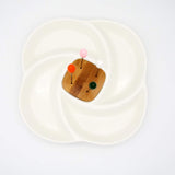 4 Compartment Ceramic & Wood Swish Serving Platter with Forks Set