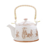 Chariot Beige Ceramic Tea Pot & 6 Cups Set in Decorative Gift Box