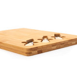Bamboo Wood Cheese Serving Flat Platter with 3 Cheese Tools & Wooden Handle Set