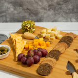 Bamboo Wood Cheese Serving Flat Platter with 3 Cheese Tools & Wooden Handle Set