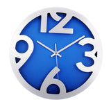 Aluminium Chunky Digits Wall Clock (Silver & Blue)