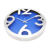 Aluminium Chunky Digits Wall Clock (Silver & Blue)