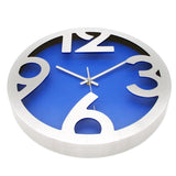 Aluminium Chunky Digits Wall Clock (Silver & Blue)