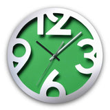 Alunimium Chunky Digits Wall Clock (Silver & Green)
