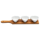 Strawberrt Shaped Ceramic Bowls Serving Platter with Wooden Tray Set