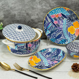 Ceramic Colourful Nature 1 Casserol and 6 Bowls Set