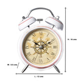 White & Gold Compass Desk Alarm Clock (Metal)