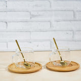 Borosilicate Cone Mug with Wooden Tray & Classy Golden Spoon Set (Set of 2)
