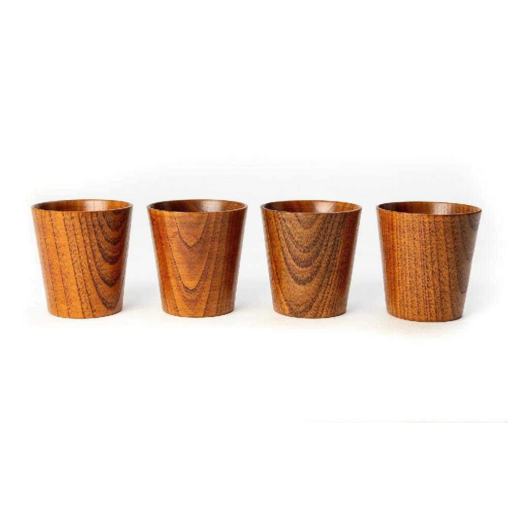 Conical Wooden Tea & Coffee Cup Set (250 ml) (Pack of 4)