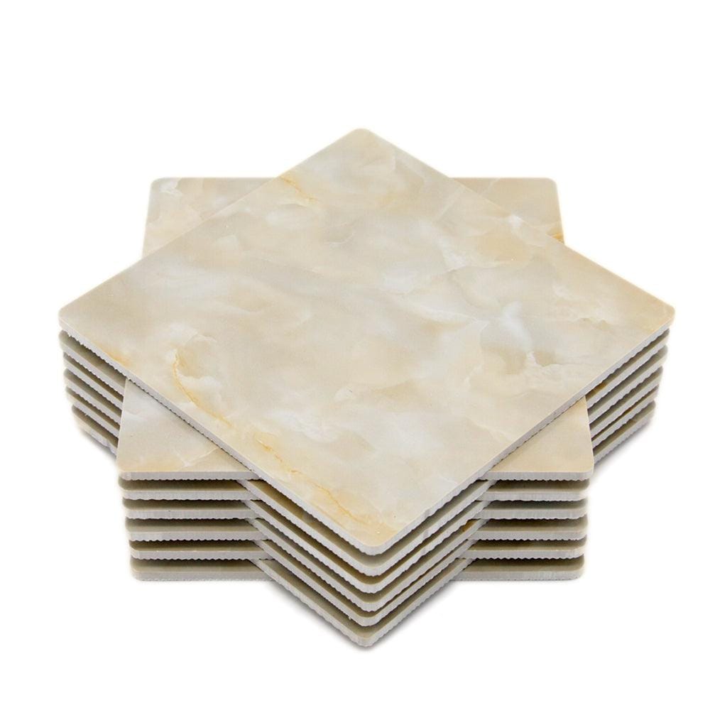 Designer Cream Moon Marble Tile 12 Coaster Set (Square)
