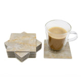 Designer Cream Moon Marble Tile 12 Coaster Set (Square)