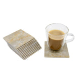 Designer Cream Moon Marble Tile 12 Coaster Set (Square)