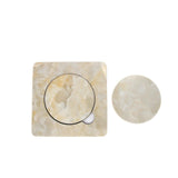 Designer Cream Moon Marble Tile 6 Coaster Set with Holder (Round)