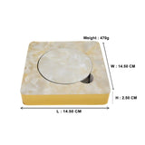 Designer Cream Moon Marble Tile 6 Coaster Set with Holder (Round)